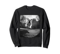 Motif Amusant Bulldog sautant sur Un Trampoline pour Amoureux des Chiens Sweatshirt