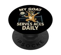 Motif Amusant de Volley-Ball My Goat Serves ACES PopSockets PopGrip Adhésif