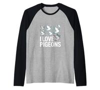Motif Amusant « I Love Pigeons » pour Observer Les Oiseaux Manche Raglan