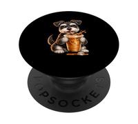 Motif Amusant pour Chien en Forme de Mini-Schnauzer, Amateur de café glacé PopSockets PopGrip Adhésif