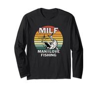 Motif Angel pour pêcheurs et pêcheurs avec inscription amusante MILF Manche Longue