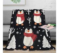 Motif Animal 3D Impression Couverture Pingouin Microfibre Décor Maison Plaid Pingouin Hiver Adulte Canapé Chambre Doux 40x50(100x130cm)