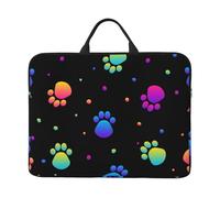 Motif Animal Empreinte de Patte Arc-en-Ciel,Housse pour Ordinateur Portable 14 Pouces, Sacoche pour Ordinateur Portable, Mallette avec poignée