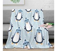 Motif Animal Mignon Couverture 3D imprimée Microfibre décoration Maison Couverture Motif Pingouin pour Adulte canapé Chambre 60x80(150x200cm)