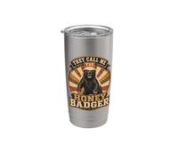 Motif animal rétro « They Call Me Honey Badger » Gobelet isotherme en acier inoxydable double paroi