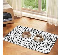 Motif Animalier Noir et Blanc à Pois Dalmatien,Tapis d'alimentation pour Animaux de Compagnie, Sets de Table en Cuir PU pour Chats et Chiens,40x60cm