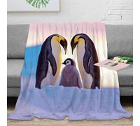 Motif Animaux Doux 3D Printed Couverture Pingouin Microfibre Décor Maison Jeté Pingouin pour Adulte Canapé Chambre Douce 60x80(150x200cm)