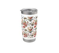 Motif aquarelle Anges et Casse-noisettes de Noël vintage Gobelet isotherme en acier inoxydable double paroi