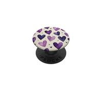 Motif Aquarelle cœur Violet Saint-Valentin PopSockets PopGrip Adhésif
