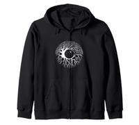 Motif Arbre de Vie céleste Yin Yang, Lune Mystique et Racines Sweat à Capuche