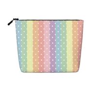 Motif Arc-en-Ciel à Pois,Trousse de Toilette de Voyage Portable, Imitation Lin, en Lin.