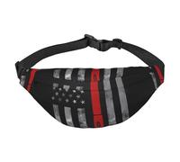 Motif arc-en-ciel Gay Pride adapté pour le sport, la course à pied, les voyages, les sacs de plein air, sac banane unisexe pour homme et femme, Drapeau hache de pompier ligne rouge, Taille unique, Sac