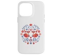 Motif Art Folklorique scandinave Fleurs Nordiques Renard Coque pour iPhone 14 Pro Max