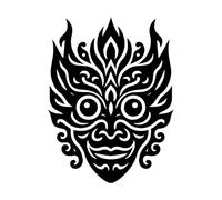 motif artistique du masque de diable japonais Oni parfait Stickers muraux 38x50.3cm Fourni avec un kit de film de transfert Noir