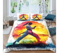 Motif Arts Martiaux 3D Imprimé Housse de Couette Microfibre Décoration Chambre Ensemble de Linge de Lit Karaté Doux Respirant pour Usage Domestique King（220x240cm）