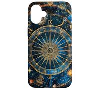 Motif Astrologie Soleil Lune céleste Bleu Coque pour iPhone 16 Plus