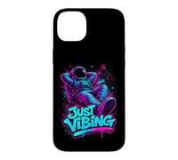 Motif Astronaute Just Vibing Violet et Bleu Sarcelle pour Homme Coque pour iPhone 14 Plus