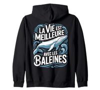 Motif Baleine Fille Garçon Vie Meilleure avec Les Baleines Sweat à Capuche