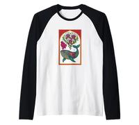 Motif baleine iris orque art floral Manche Raglan