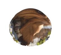 Motif Basset Hound,Bonnet de douche/bonnet de nuit double couche imperméable et élastique, bonnet de bain réutilisable