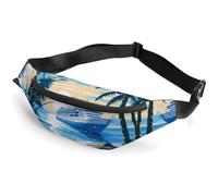 Motif Bateau de croisière sur Une Plage Tropicale, à bandoulière, Sac Banane pour Course à Pied et entraînement