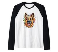 Motif berger allemand coloré et fidèle pour les amoureux des chiens Manche Raglan