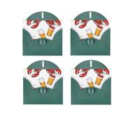 Motif bières et écrevisses horizontales - Impression sur un seul côté - Papier nacré - Pour anniversaire, Halloween, Noël, Halloween, fête d'anniversaire, vacances, carte de vœux