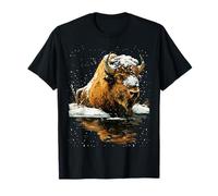 Motif Bison Serein avec forêt enneigée T-Shirt
