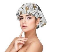 Motif Border Whippet trotteur,Bonnet de nuit en satin réglable en soie pour adulte, bonnet de nuit élastique pour femme