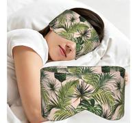 Motif botanique abstrait avec une plante nuageuse en forme de lune, Masque de sommeil pour la maison, les voyages et le travail posté, couvrant entièrement les yeux et bloquant la lumière
