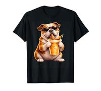 Motif Bouledogue Anglais Amusant, café glacé, Amoureux des Chiens T-Shirt