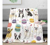 Motif Bouledogue Français Amusant 3D Printed Couverture Microfibre Décor Canapé Plaid Chien Throw Blanket Cadeau Adulte Jeunes 40x50(100x130cm)