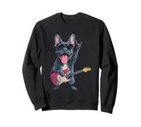 Motif Bouledogue français Amusant Rockstar Dog Music Lover Sweatshirt