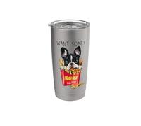 Motif bouledogue français mangeant des frites Gobelet isotherme en acier inoxydable double paroi