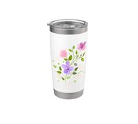 Motif bouquet de fleurs roses et violettes Gobelet isotherme en acier inoxydable double paroi