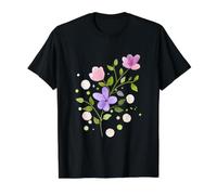 Motif Bouquet de Fleurs Roses et Violettes T-Shirt Graphique avec Valeur