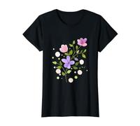 Motif Bouquet de Fleurs Roses et Violettes T-Shirt Graphique avec Valeur