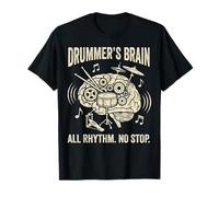 Motif « Brain All Rhythm No Stop Music » du Batteur T-Shirt