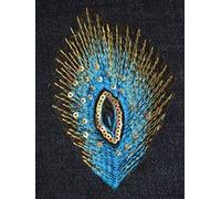 Motif Broderie Thermo Plume Bleu Clair 11x7cm