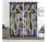 Motif Cachemire Rideau Occultant Géométrie Abstraite Isolation Thermique avec Oeillets Rideaux pour Chambre Enfant Adulte Cuisine Salon Intérieurs Décoration 2 Panneaux L140 x H220 cm