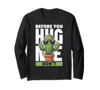 Motif Cactus Amusant - Before You Hug Me Don't Manche Longue