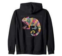 Motif caméléon patchwork vibrant Sweat à Capuche
