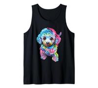 Motif caniche coloré et rétro arc-en-ciel Débardeur