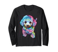Motif caniche coloré et rétro arc-en-ciel Manche Longue