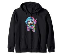 Motif caniche coloré et rétro arc-en-ciel Sweat à Capuche