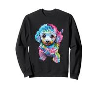 Motif caniche coloré et rétro arc-en-ciel Sweatshirt