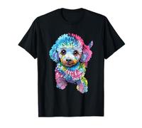 Motif caniche coloré et rétro arc-en-ciel T-Shirt