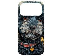Motif Caniche Noir cœur et Fleurs Coque pour iPhone 17 Pro Max