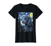 Motif Caniche Noir Nuit étoilée T-Shirt Graphique avec Valeur