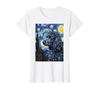 Motif Caniche Noir Nuit étoilée T-Shirt Graphique avec Valeur